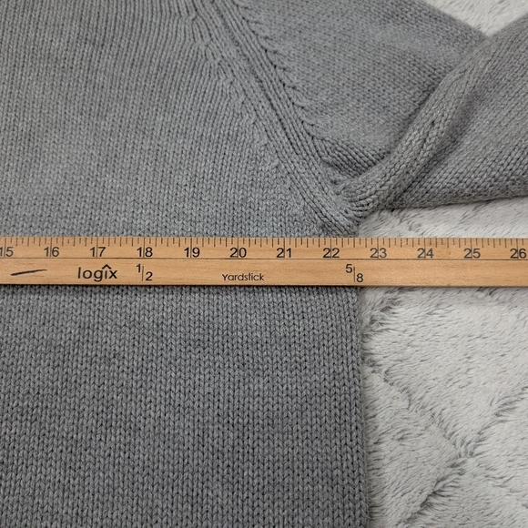 Vintage J. Crew Sweater Mens XL Gray Cotton Heavy Knit Boat Neck Fisherman - Picture 4 of 8